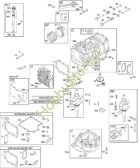 F - Cilindro, testata, olio, pistone, coppa, albero motore, guarnizione B&S - 28 €¦ 28M707-1194-E1 brand Stihl